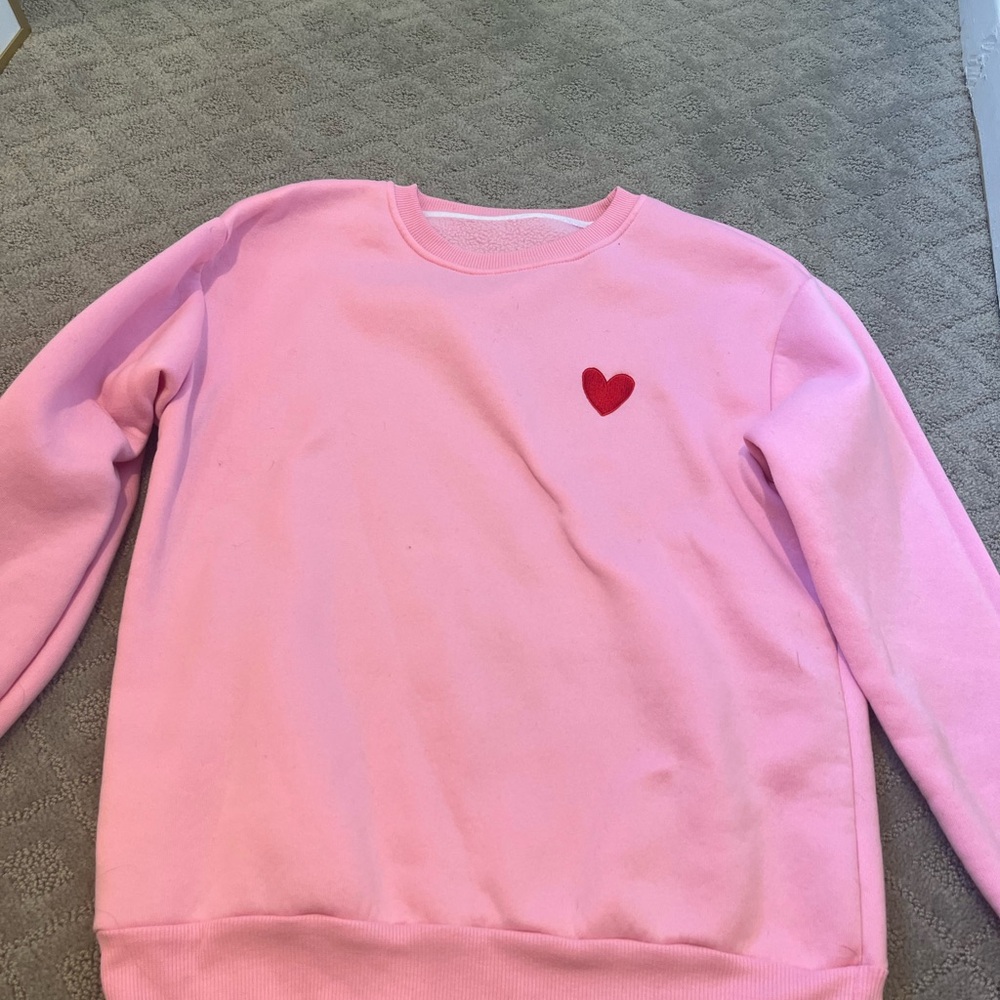 Pink Sweatshirt with Red Heart
